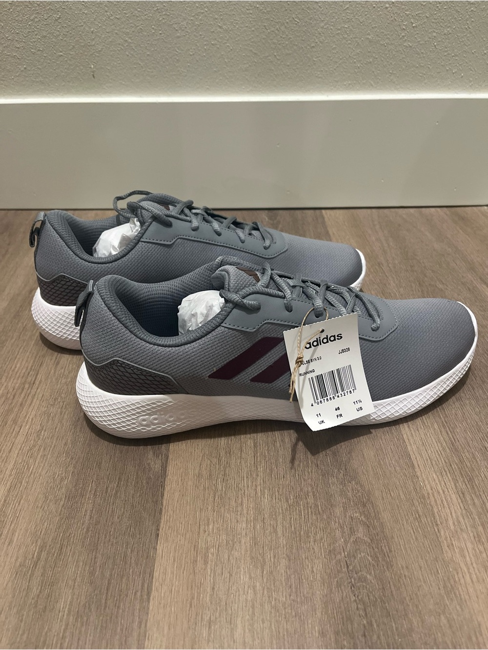Impulse Syn 3.0 adidas Gray Running Sneakers with Maroon Accents